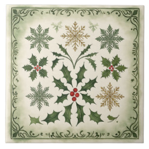 Vintage, vackra julklappen Mönster Kakelplatta