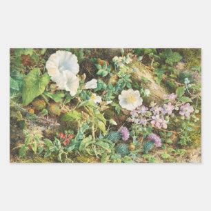 Vintage vackra petunior blommor blomkonst rektangulärt klistermärke