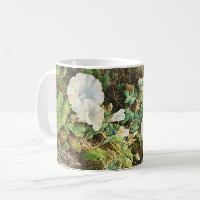 Vintage vackra petunior blommor blomsterkonst kaffemugg (Framsida vänster)