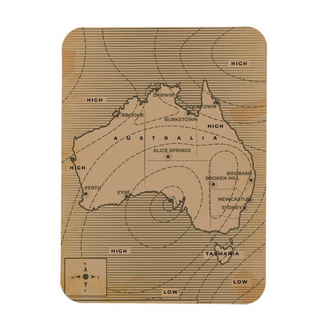 Vintage väderkarta över Australien Magnet (Vertikal)