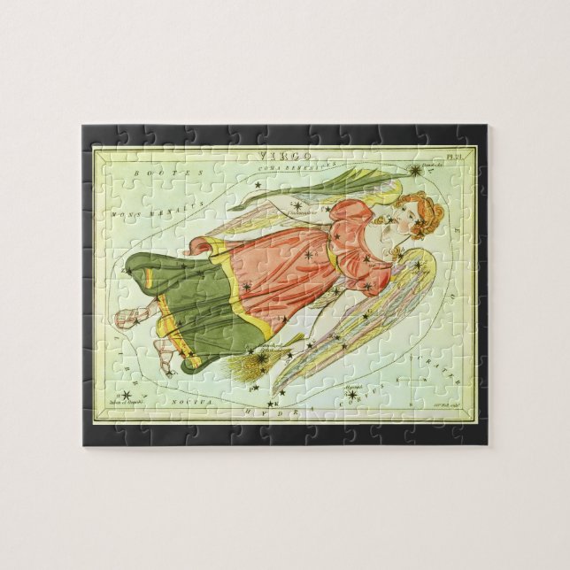 Vintage Våg, Virgin, Antiketecken för Zodiac Pussel (Horisontell)