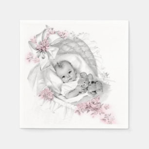 Vintage vagga babyflicka shower pappersservett