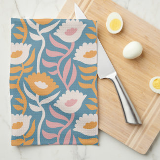 Vintage Vågigt Blommönstret Retro Groovy Pastel Kökshandduk
