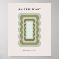 Vintage Vågigt Linjer Sage Grönt och Beige