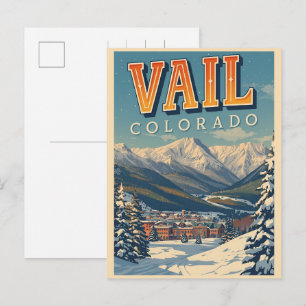 vintage Vail colorado utomhus vinter snö skidåknin Vykort