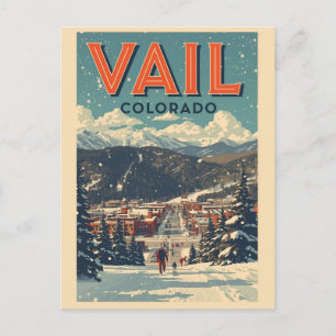 vintage Vail colorado utomhus vinter snö skidåknin Vykort