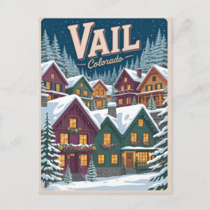 vintage Vail colorado utomhus vinter snö skidåknin Vykort