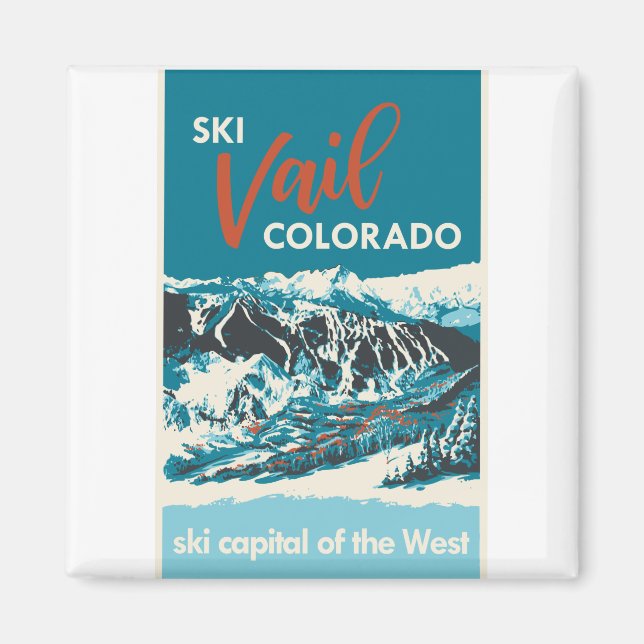 Vintage Vail Ski Poster Magnet (Framsidan)