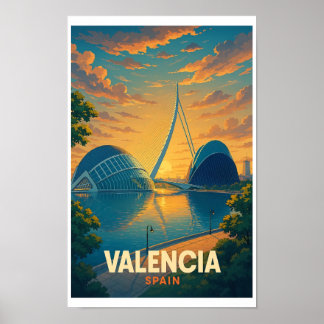Vintage Valencia Spanien Resaaffisch - Stad av kon Poster