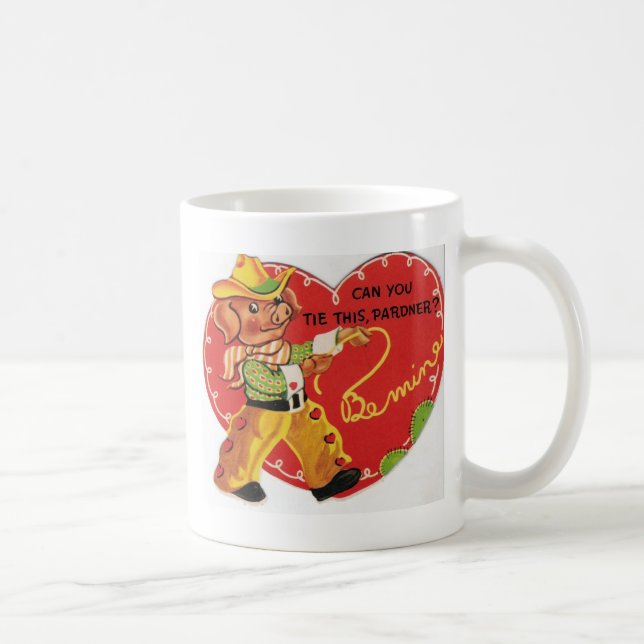 Vintage valentin cowboy gris kaffemugg (Höger)