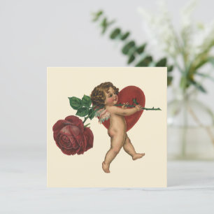 Vintage Valentindagen Cherub och Victorian Ro Julkort