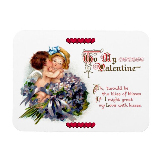 Vintage Valentindagen Cupidas Kiss Magnet (Horisontell)