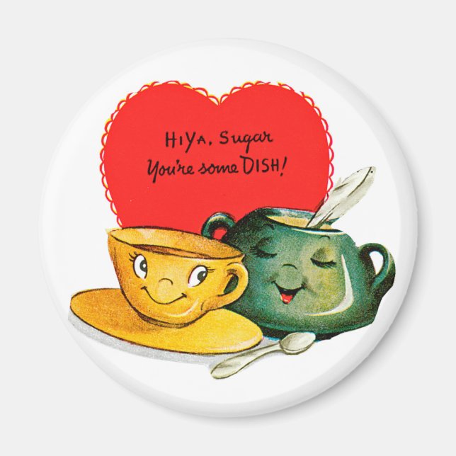 Vintage Valentindagen Hälsning Magnet (Framsidan)