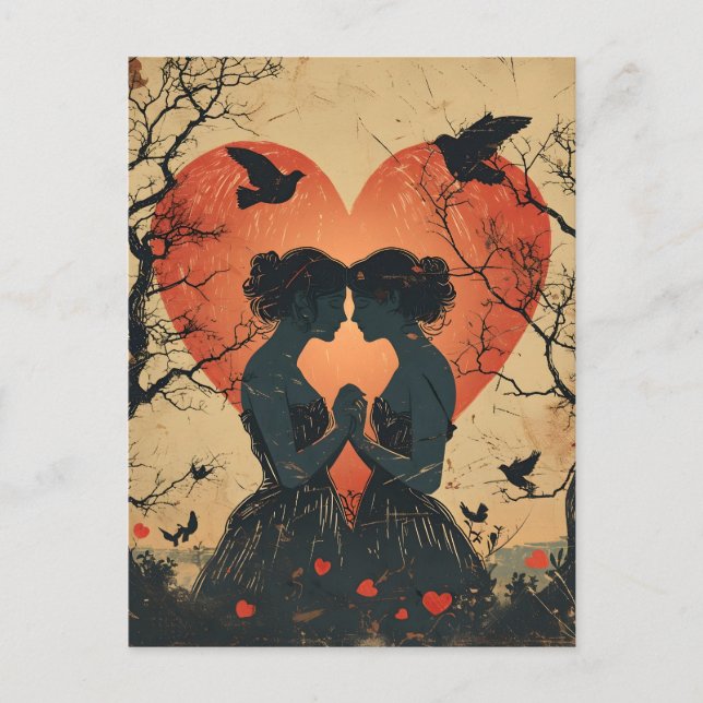 Vintage Valentindagen HGBTQ Vykort (Framsida)