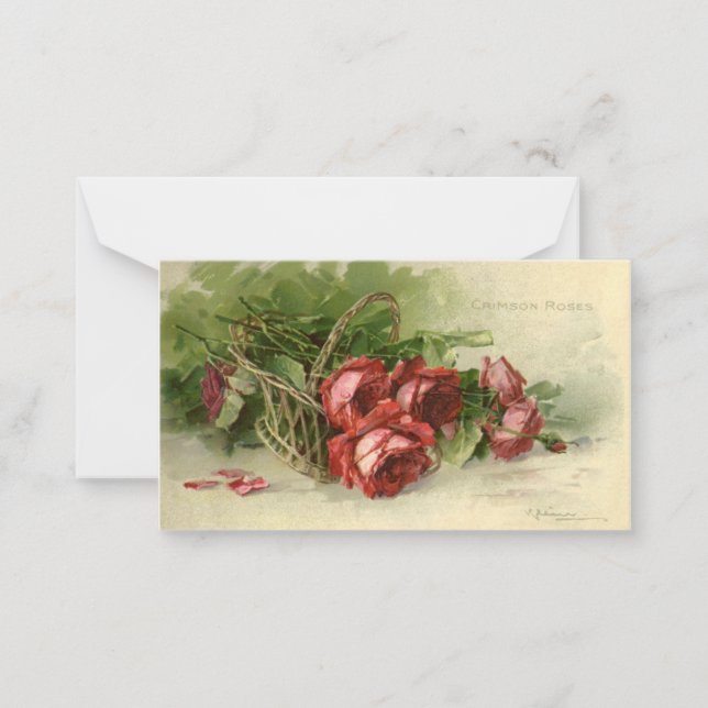 Vintage Valentindagen Kärlek, Crimson Röd ros Anteckningskort (Framsida)