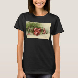 Vintage Valentindagen Kärlek, Crimson Röd ros Tee Shirt