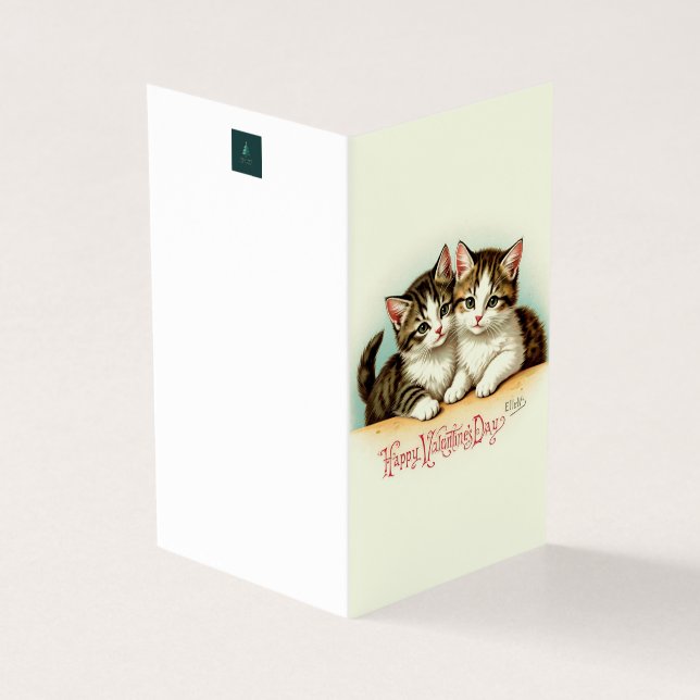 Vintage Valentindagen Kittens Blank Hälsning Kort (Utsida)