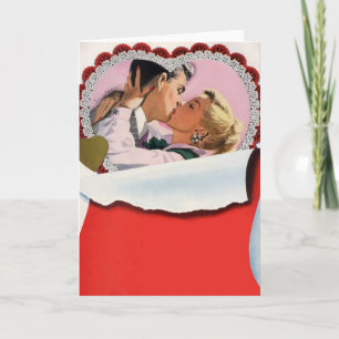 Vintage Valentindagen Newlyweds Kärlek och Romanti Helgkort