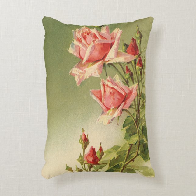 Vintage Valentindagen Rosa Victorian Garden Ro Prydnadskudde (Framsidan(Vertikal))