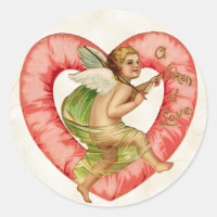 Vintage Valentindagen Stickers Cherub