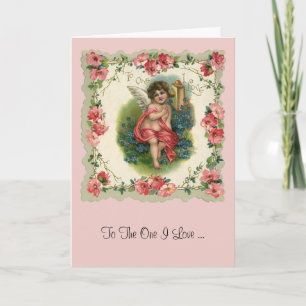 Vintage Valentindagen Victorian Cherub på Mobil Helgkort