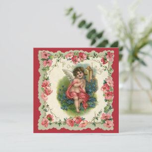 Vintage Valentindagen Victorian Cherub på Mobil Inbjudningar