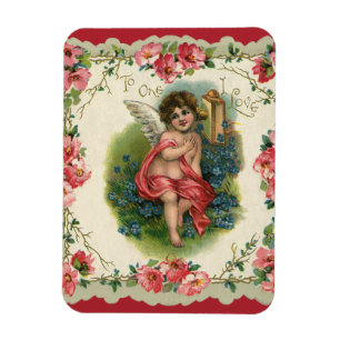 Vintage Valentindagen Victorian Cherub på Mobil Magnet