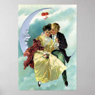 Vintage Valentindagen Victorian Kärlek och Romanti Poster
