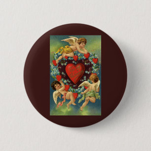 Vintage Valentindagen, Viktorian Änglar Hearts Knapp