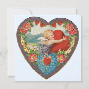 Vintage Valentindagen, Viktorian Cherub Hearts Julkort