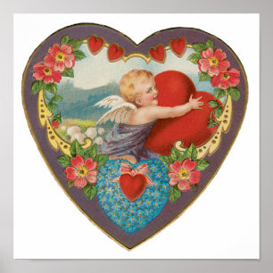 Vintage Valentindagen, Viktorian Cherub Hearts Poster