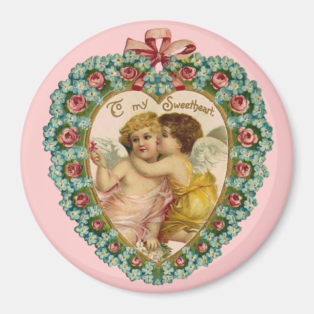 Vintage Valentine Affectionate Cherubs Magnet (Framsidan)