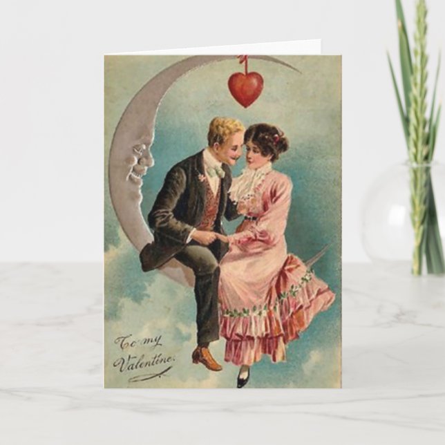 Vintage Valentine-älskare Helgkort (Framsida)