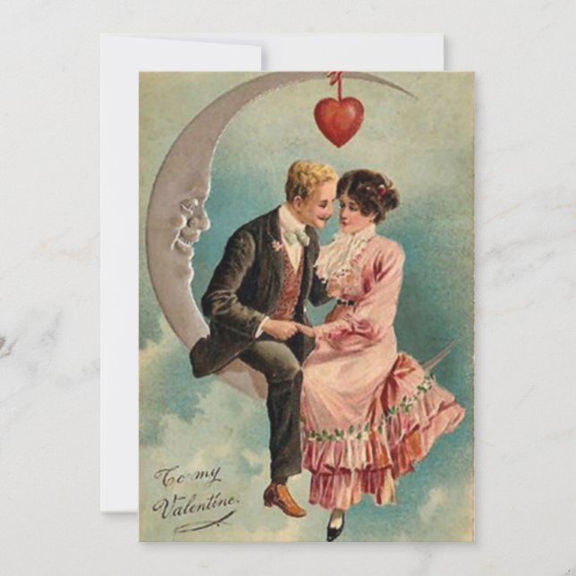 Vintage Valentine Älskare Julkort (Framsida)