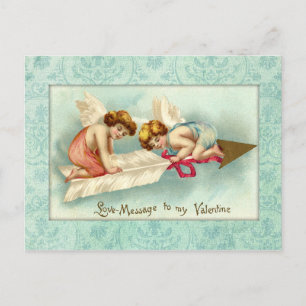 Vintage Valentine Änglar Helg Vykort