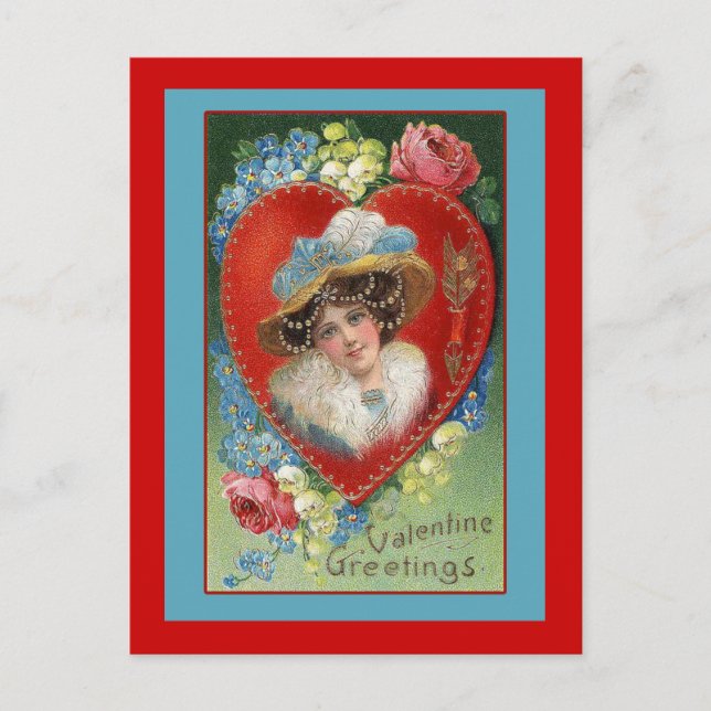 Vintage Valentine Art Greeting Cards Helg Vykort (Framsida)