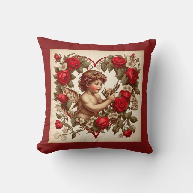 Vintage Valentine art kärlek cupid Kudde (Framsida)
