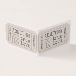Vintage Valentine Biljett Äkta kärlek Admit One Mi Kort