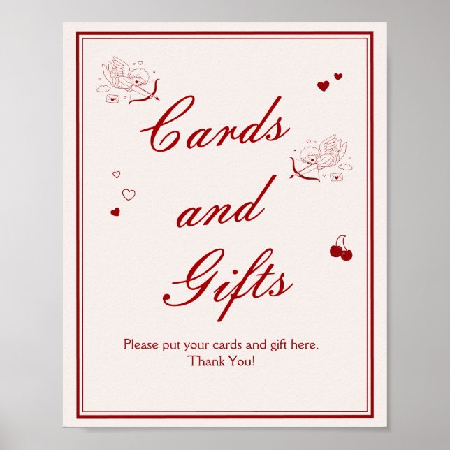  Vintage Valentine Bridal Shower Cards and Gifts Poster (Framsidan)