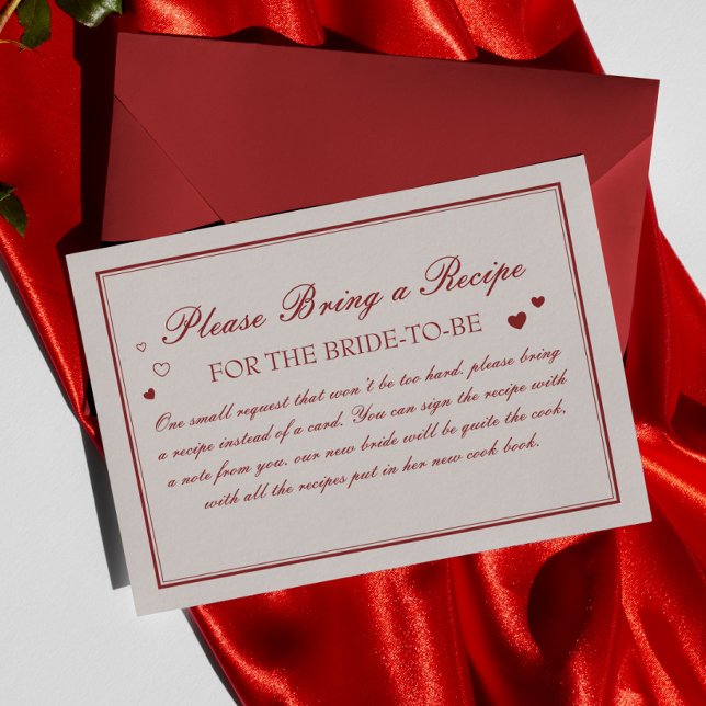 Vintage Valentine Bridal Shower Recipe Request Tilläggskort (Skapare uppladdad)