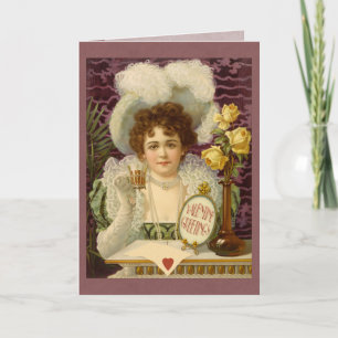 Vintage Valentine Café Girl CC0355-hälsningskort Helgkort