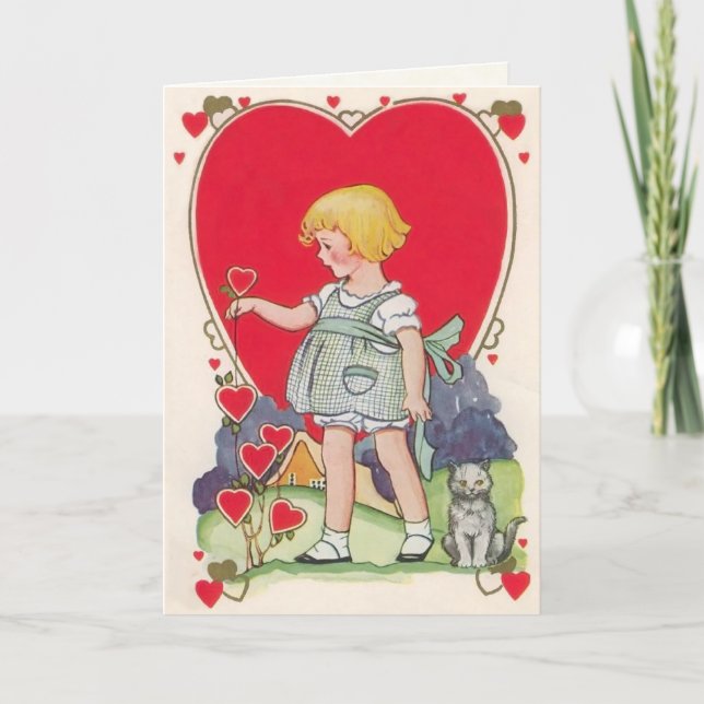 Vintage Valentine Card-för barn Helgkort (Framsida)