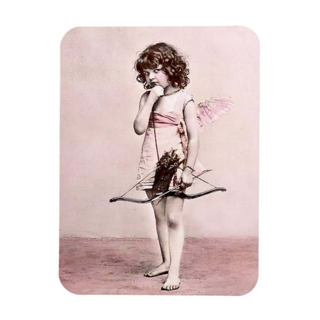 Vintage Valentine Cautious Cupid Magnet (Vertikal)