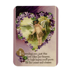 Vintage Valentine Cherub och Violets Magnet