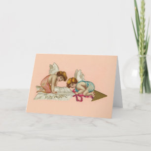 Vintage Valentine Cherubs Arrow Helgkort