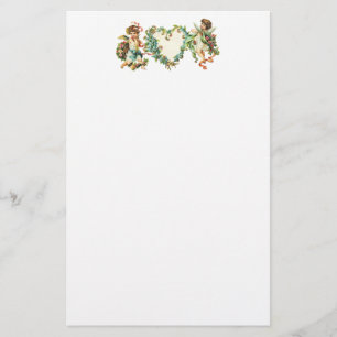 Vintage Valentine Cherubs Brevpapper