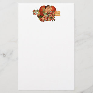 Vintage Valentine Cherubs Brevpapper