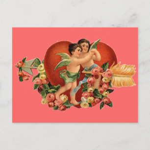 Vintage Valentine Cherubs Helg Vykort