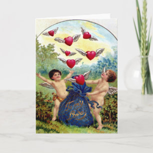 Vintage Valentine Cherubs Helgkort