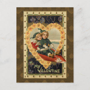 Vintage Valentine Children Helg Vykort